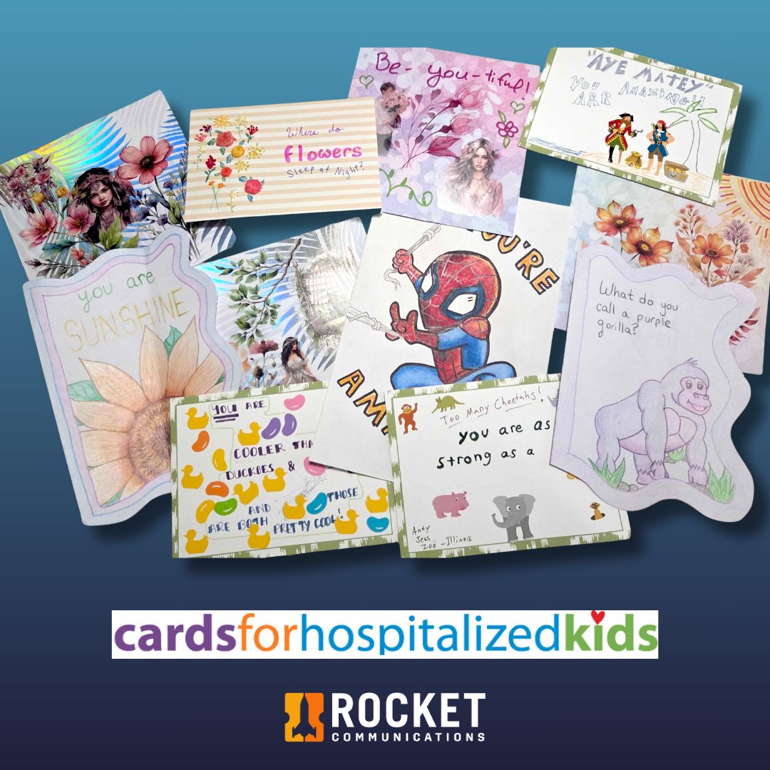 RocketUXDesign's tweet image. Our team had a blast creating handmade Cards for Hospitalized Kids. It was a fun way to use our creativity to give back and spread cheer to kids around the country! Thanks @Crds4HosptlKids 🚀💌