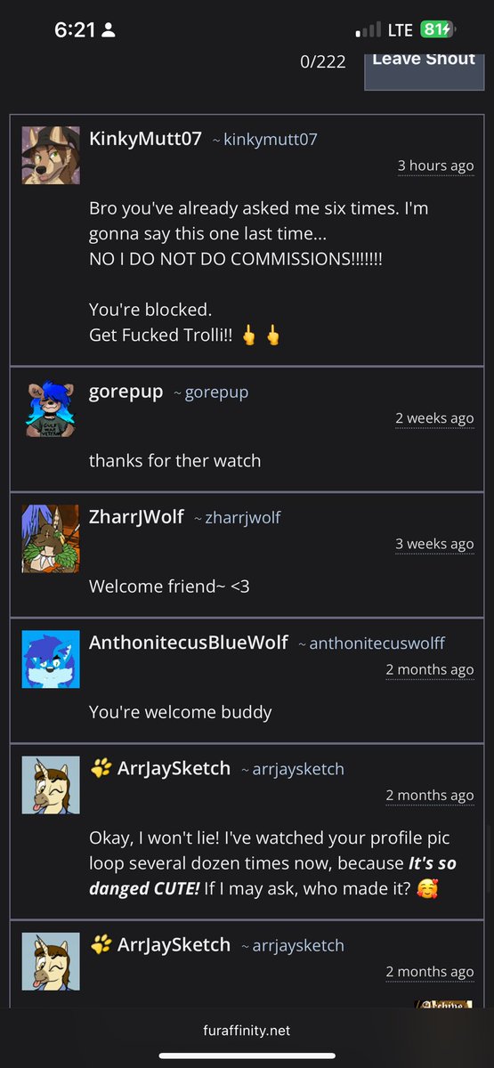 That individual was definitely a troll since about the same time they had shouted on my page they left this one on my partners page and we don’t even know who the person is lol.