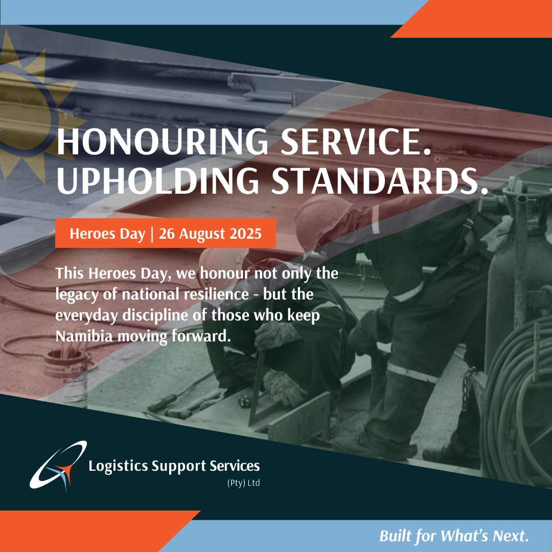 LSS_Namibia's tweet image. Today we honour the spirit of service that has shaped Namibia — and continues to move it forward.

At LSS, we recognise the discipline, resilience, and dedication shown by our team across every site, shift, and operation.

#HeroesDayNamibia #LSSNamibia #WorkforcePride