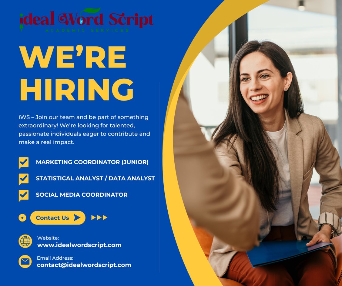 IScript57741's tweet image. 🚀 Join iWS!
Hiring: Junior Marketing Coordinator, Data Analyst, Social Media Coordinator.
💬 WhatsApp: wa.me/919363533424
📧 Email: contact@idealwordscript.com
🌐 idealwordscript.com