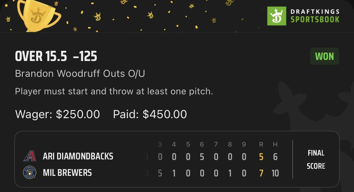 jethrow0211's tweet photo. 🧹✈️ANOTHER DISCORD SWEEP✈️🧹

FIVE STRAIGHT MLB PROP CASHES💰

Brandon Woodruff o15.5 outs✅
Spencer Strider o17.5 outs✅

We might be back folks👀 don’t miss out on ANY of the action. Link for 10% off ALL my plays+MANY more: https://t.co/0LmBcaqgX4 https://t.co/V3exWrUfo0
