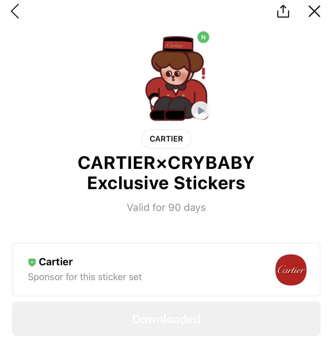 ใครโหลดสติกเกอร์ LINE สุดเอ็กซ์คลูซีฟ  CARTIER × CryBaby ตามที่น้องพีพี กฤษฏ์ ชวนแล้วบ้างคะ มาแชร์กันหน่อยยย 🤩👇❤️

[CARTIER×CRYBABY Exclusive Stickers]
line.me/S/sticker/3553…

#Cartier <a href="/Cartier/">Cartier</a> #CartierThailand
#CartierxPPKrit 
#PPKritt <a href="/ppkritt/">ppkrit</a>
