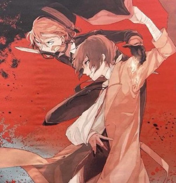 wanchuuyas's tweet photo. thinking about this skk… chuuyas arm around dazais shoulders and dazai grabbing his coat actually makes me INSANE https://t.co/FoUfjjc1Js