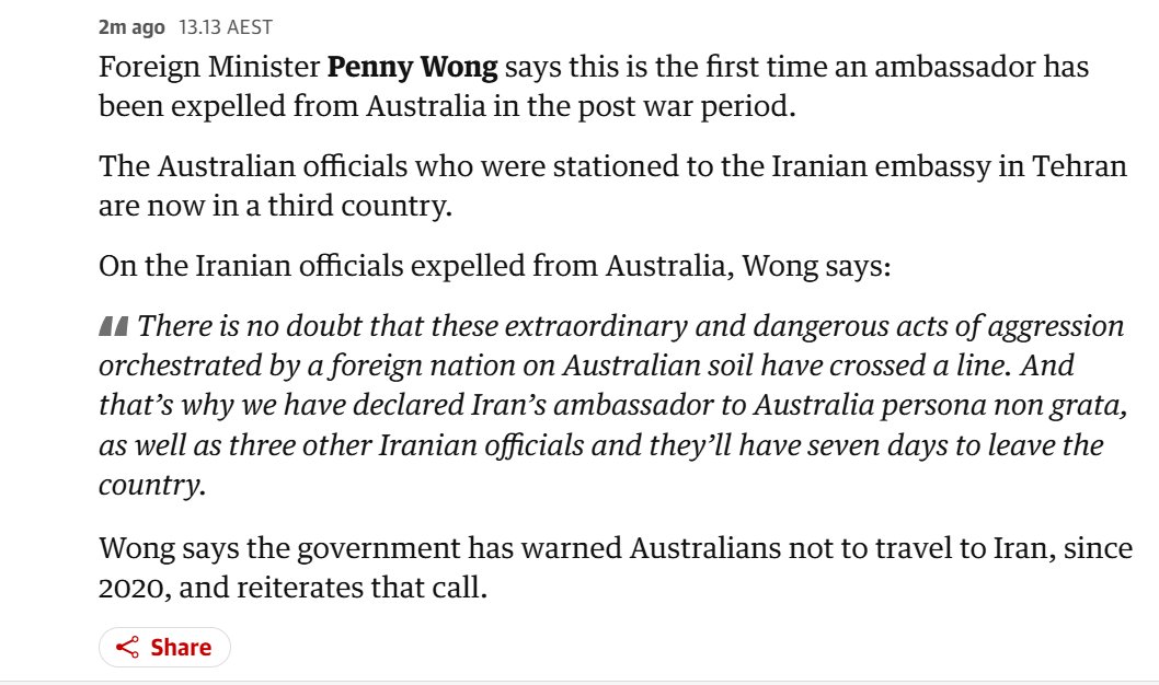 Jenny Frecklington-Jones OnBlueSkySocialAlso (@joneshowdareyou) on Twitter photo I don't trust ASIO & I don't trust <a href="/AlboMP/">Anthony Albanese</a> or <a href="/SenatorWong/">Senator Penny Wong</a> PLUS it's very hard to see what IRAN would have to gain from committing such acts in Oz.
HOWEVER, even if true & not a misspelling of "ISRAEL," you've expelled the ambassador of a country THAT IS NOT COMMITTING GENOCIDE. I don't trust ASIO & I don't trust <a href="/AlboMP/">Anthony Albanese</a> or <a href="/SenatorWong/">Senator Penny Wong</a> PLUS it's very hard to see what IRAN would have to gain from committing such acts in Oz.
HOWEVER, even if true & not a misspelling of "ISRAEL," you've expelled the ambassador of a country THAT IS NOT COMMITTING GENOCIDE.