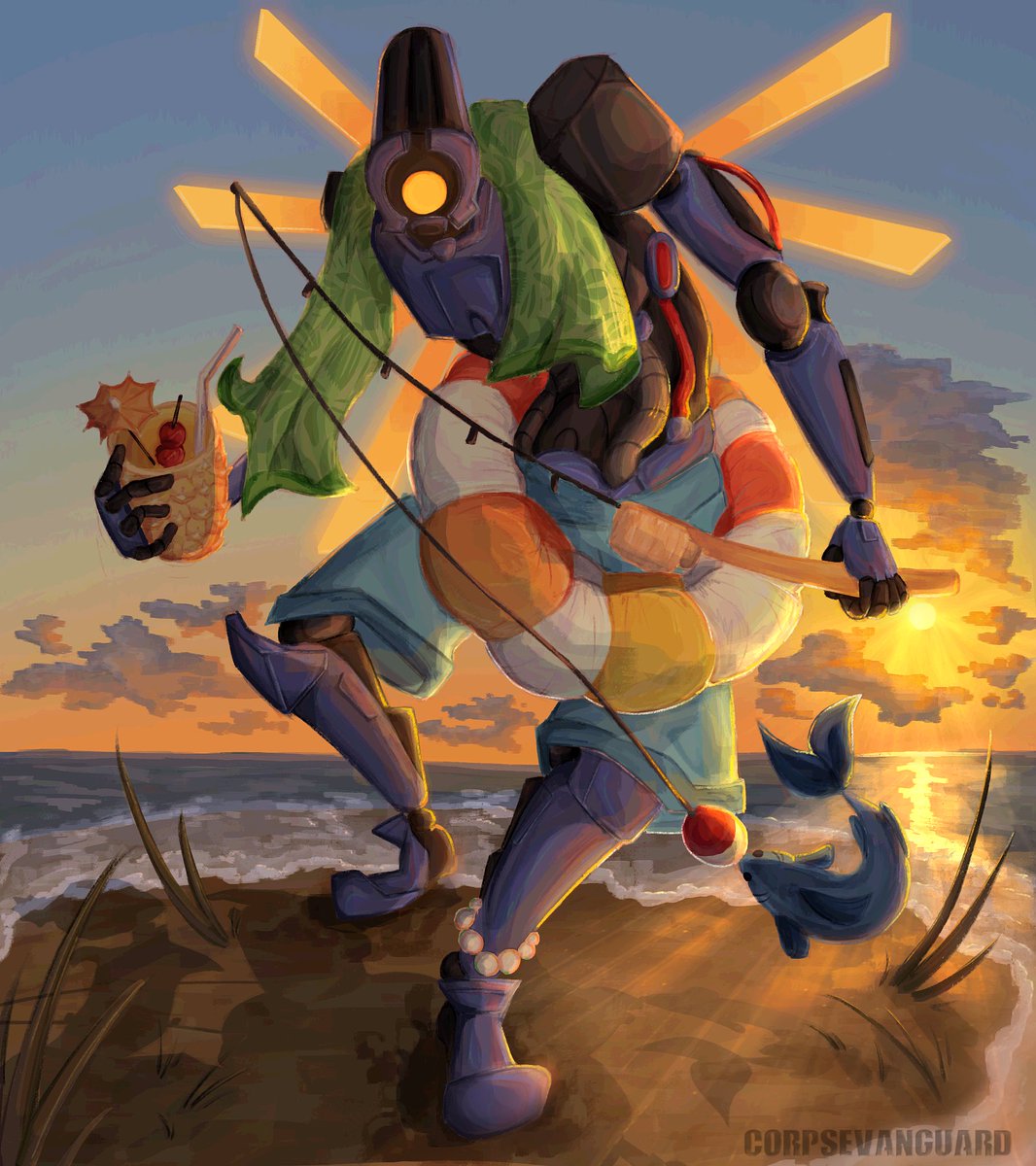 🏖️🐟🐠🎣🌅
Art trade I did with L0s3r_k4tt on IG a while ago! Finally posting it!

#ultrakill