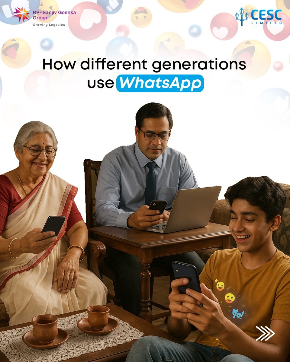 CESCLimited's tweet photo. Generations may vary but our dedication to your convenience remains constant. We are always just a message away.
Reach out to us on 7439001912 and we are on it!
#CESC #WhatsAppBot #LightingUpLivesWithCESC #PowerAtYourFingertips #SeamlessService #QuickAndEasy https://t.co/2DwxL6TApm