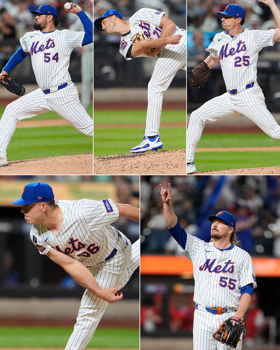 The Mets' bullpen threw five hitless innings behind Kodai Senga tonight 🔥

José Castillo, Tyler Rogers, Brooks Raley, Ryan Helsley and Ryne Stanek combined to allow just one baserunner over five innings 👏