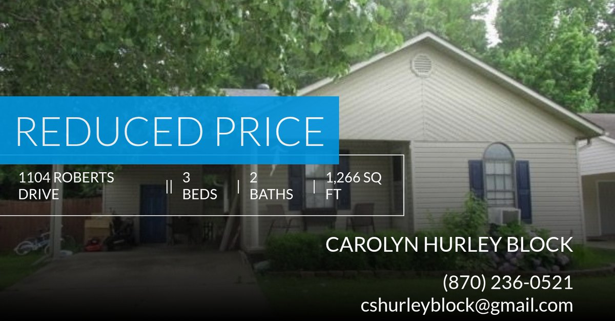 HurleyBlock's tweet image. 📍 Reduced Price 📍 This recently reduced home at 1104 Roberts Drive in Paragould won't last long, so, don't wait to set up a showing! Reach out here or at (870) 236-0521 for more information! homeforsale.at/1104_ROBERTS_D…