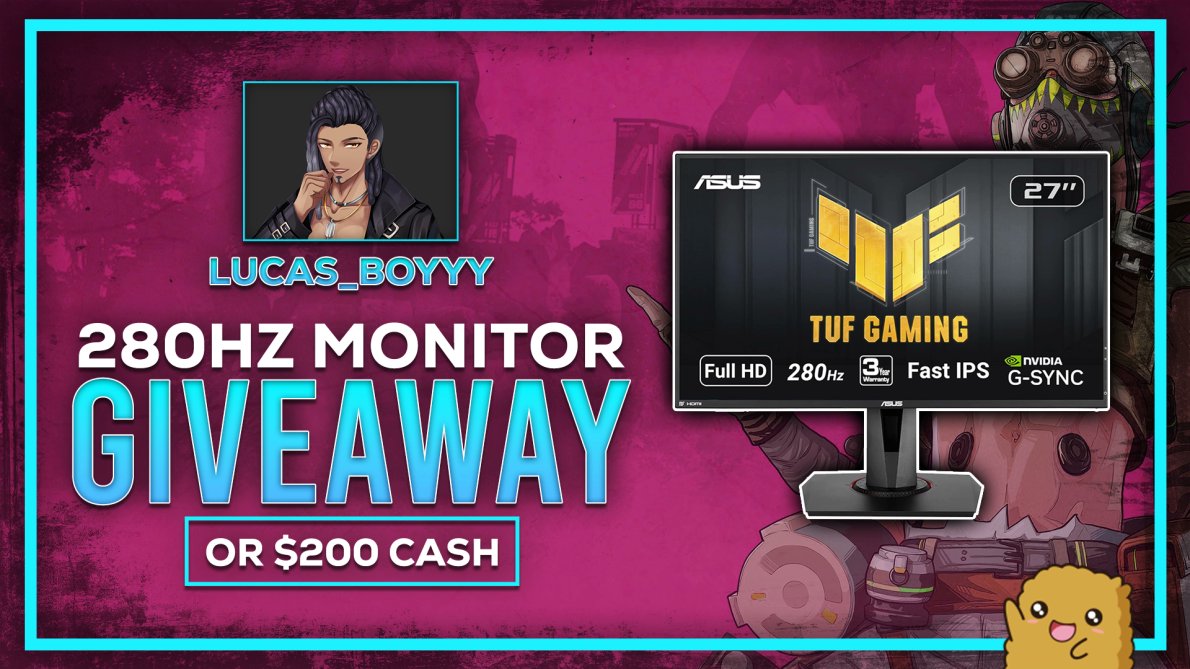 280Hz ASUS TUF Gaming Monitor or $200 Cash Giveaway!

To enter, perform these tasks via the link below:

🔁Repost + Like #ad

✅Follow 
<a href="/Lucas_boyyyy/">🦧ルーカス</a>

vast.gg/CampaignsDetai…