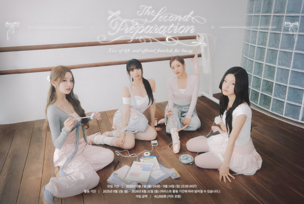 KISS OF LIFE 2nd Official Fanclub [KISSY]
&lt;2nd Préparation&gt;
 
🗓 가입 기간
2025년 9월 1일 (월) 2:00 PM ~ 9월 14일 (일) 11:59 PM
 
📍 가입처
KISS OF LIFE Official Website 
 
#KISSOFLIFE #키스오브라이프 #KIOF
#KISSY #2nd_Préparation