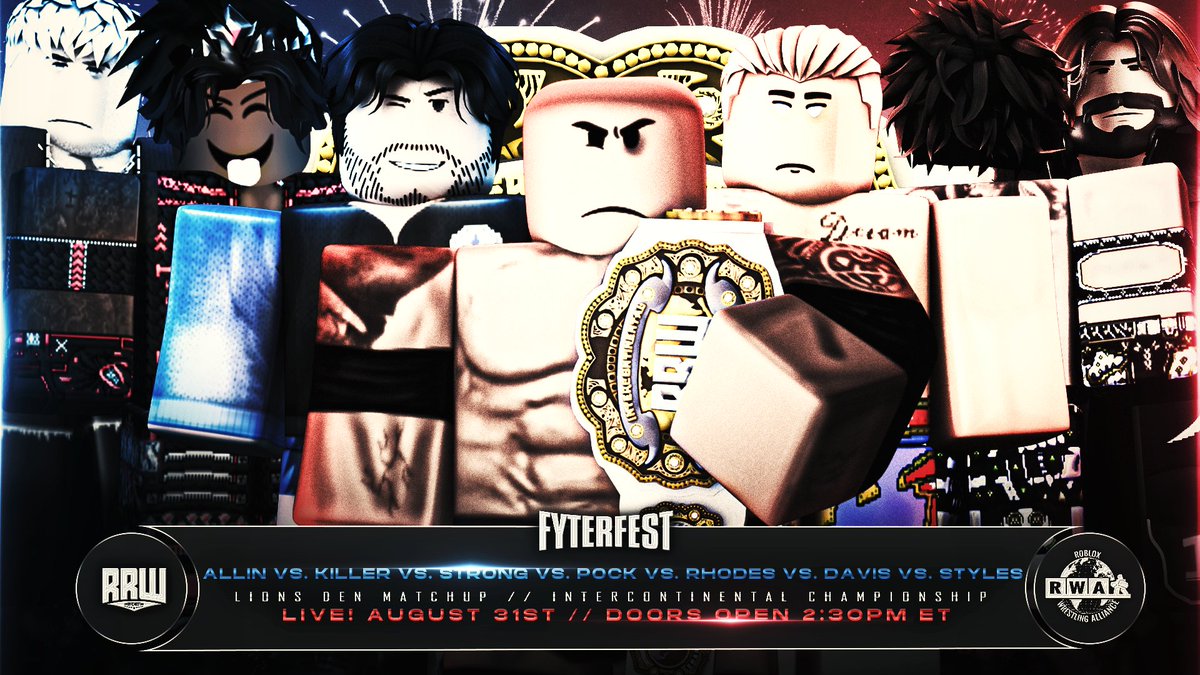 RRWPLUS's tweet photo. IT'S OFFICIAL! π¨:
@iblameptr puts his IC Championship on the line in a LIONS DEN matchup at #RRWFyterFest against @zorizoffjuice, @infxmousss, @bbqchikinn, @uhpohluh, #LeeDavis, & @SClubStark!
WHO will leave Paris as the IC Champion?
π«π· August 31st, 2:30PM ET, Streaming LIVE! https://t.co/9Puk2TzYpn