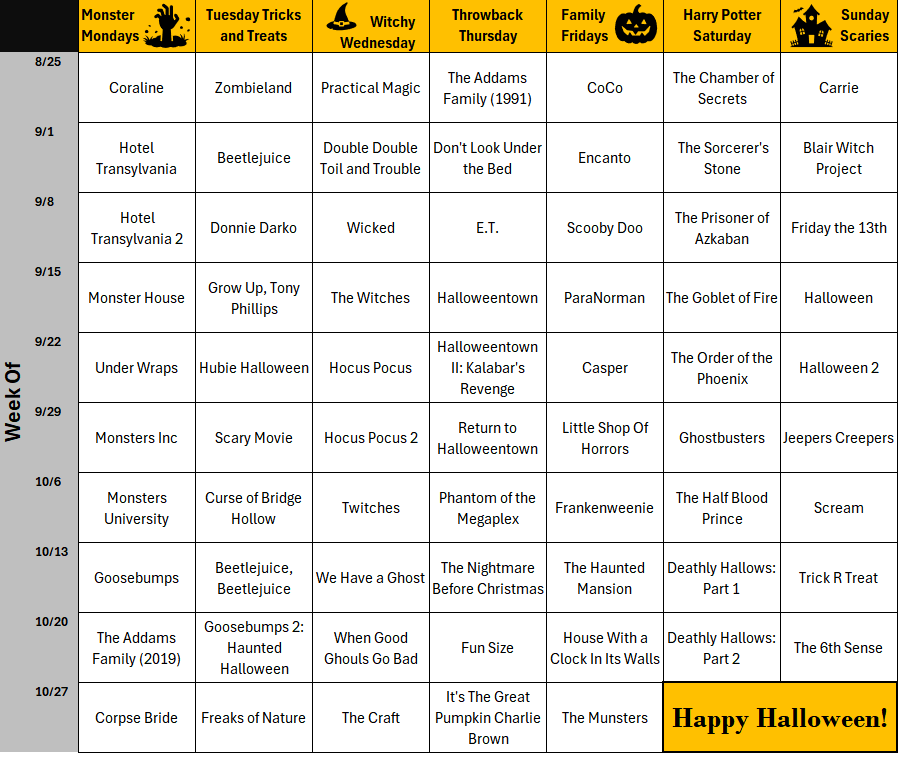 C_HOR5E's tweet image. Just so you know, you could -- theoretically -- start watching a Halloween(ish) movie every day starting right now and easily make it through October. hypothetically, of course. 
#HappyHalloween #FeelsLikeFall