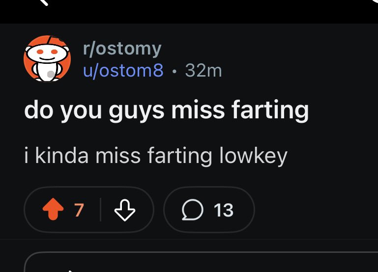 nkhayat82's tweet photo. the r/ostomy subreddit needs me https://t.co/OGlNFPyzSk