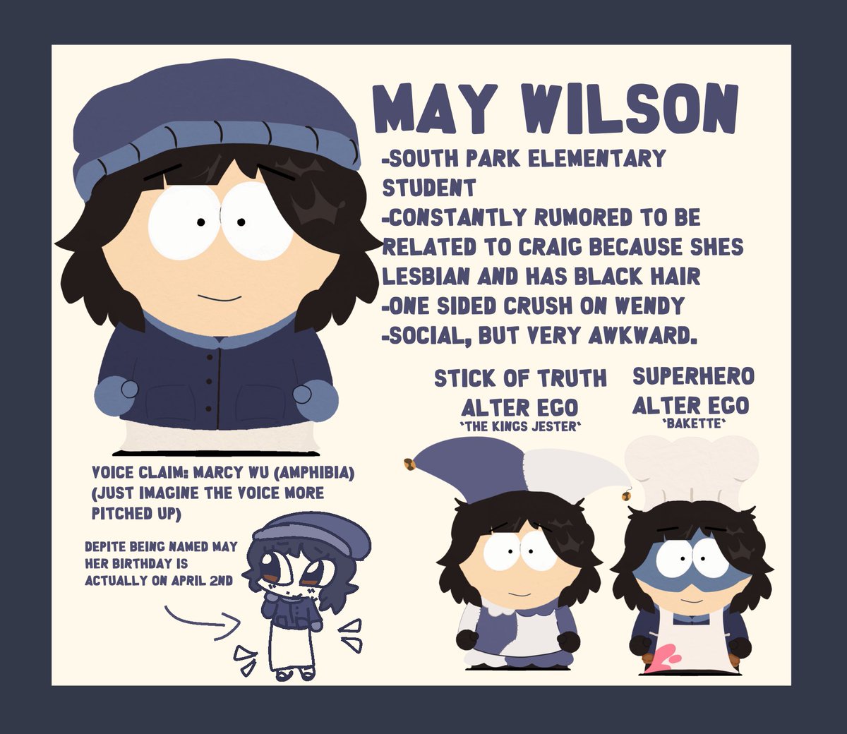 pinesytree's tweet image. okay made a bit of a ref sheet for Her.. even though i suck at making these south park sprites #spoc