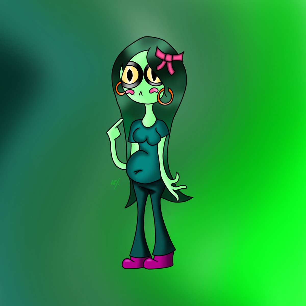 Iggymuncher72's tweet photo. This is Ribbit. She's a timid chubby frog girl. She wears big pink boots to hide her webbed feet 🐸
#art #digitalart #oc #ocart #frog #frogoc #arttwt #artmoots #smallartists #chubbyoc #comicart #characterart https://t.co/HhLURLwKki