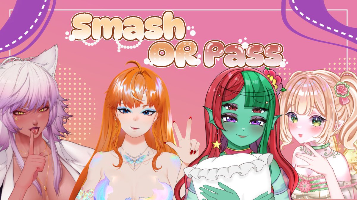 SMASH OR PASS 
Eu, <a href="/AyumiNayir/">Ayumi Nayir ･ Vtuber</a> , <a href="/NovaCronwell/">🦋 Nova Cronwell 🦋</a>  e <a href="/pj_lobinho/">Lobin🐺🎙</a> vamos estar em uma festinha do pijama e queremos falar em quem dariamos um smash ou não! 

🗓️30/08 ás 18h

📸 Drope seu oc (pode ser vtuber ou não)
🚫Sem NSFW!
  ➥ lembrando que é tudo uma brincadeira