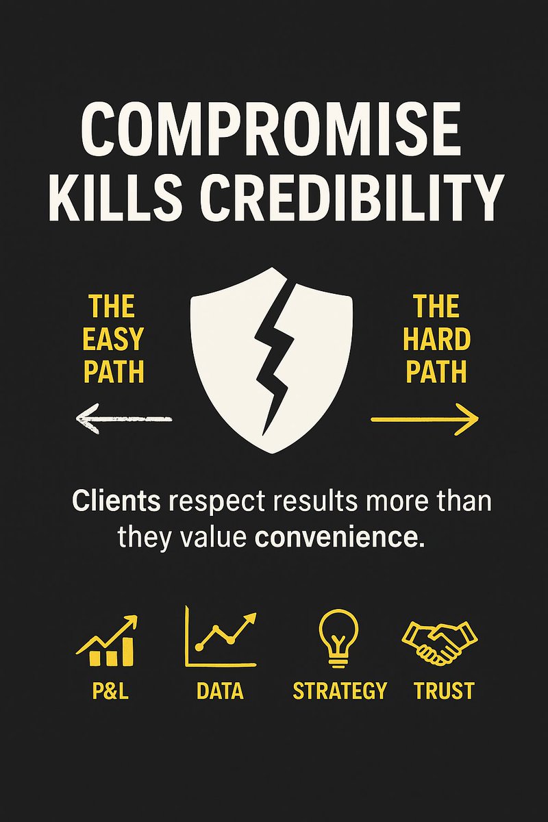 CProGrowth's tweet image. Massive lesson: Don’t water down proven strategies to make clients comfortable. If it fails, they’ll blame your method, not the compromise. Hold the line. #ClientStrategy #ProfitOverROAS