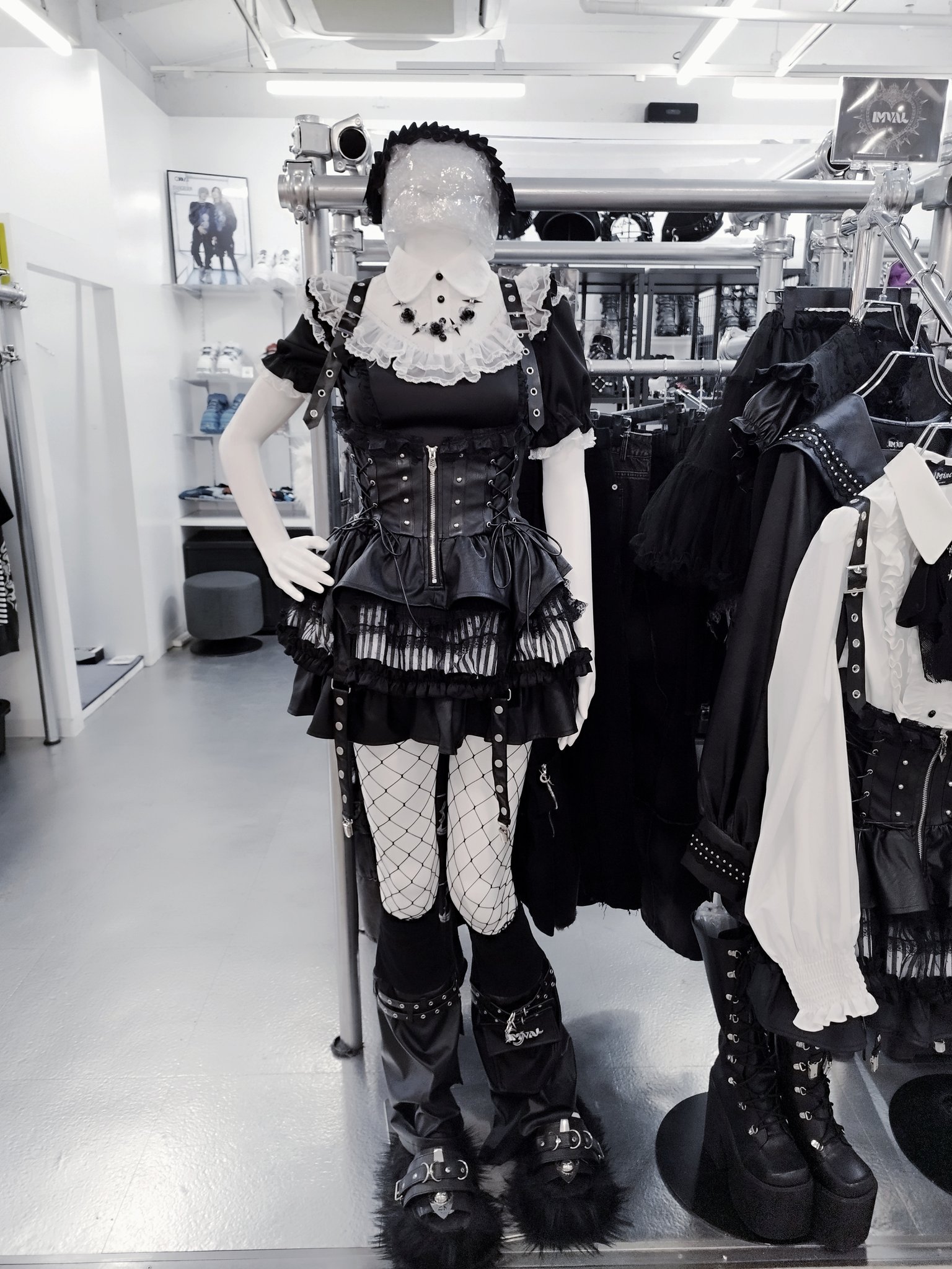 スカート QOOZA IMVAL / Frill Leather Dress [BLK] IMVAL / Frill Leather Dress [BLK] - QOOZA