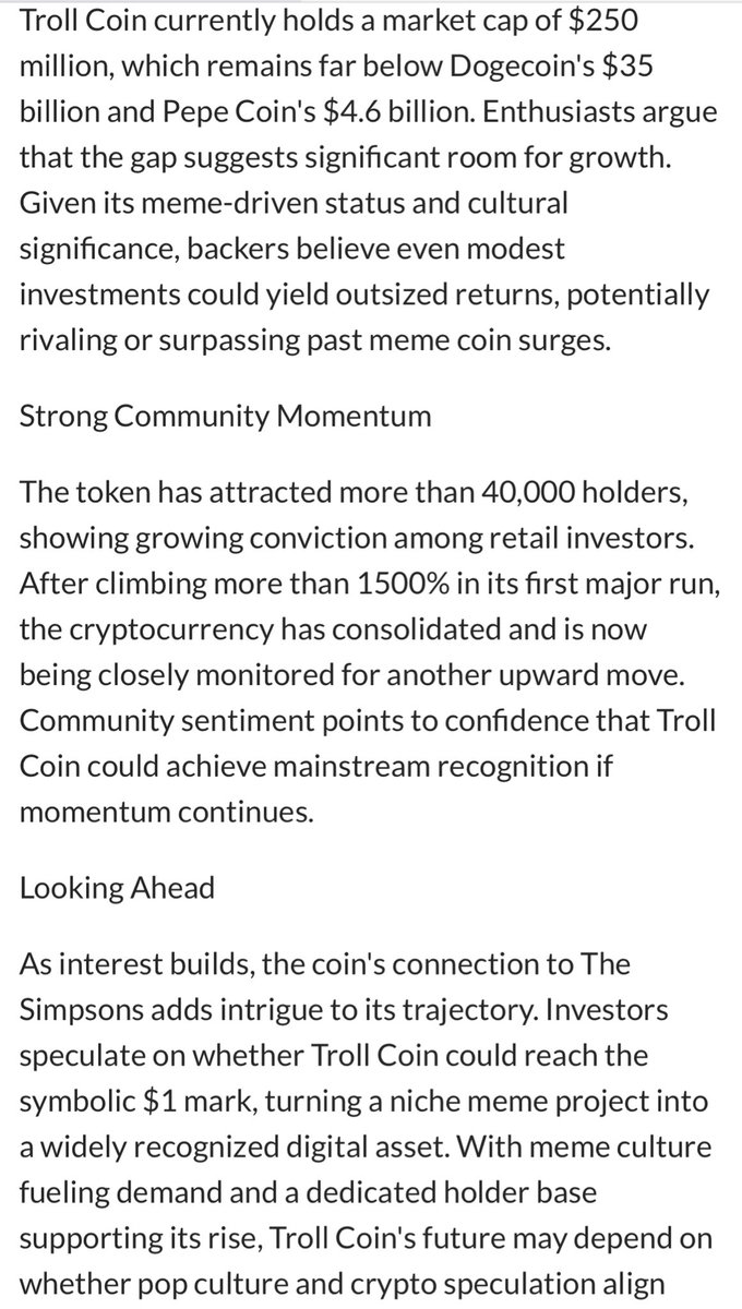Lmao $TROLL on MarketWatch