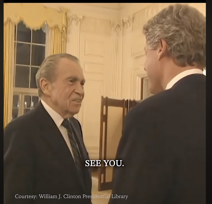 BraivCo's tweet photo. 3 minutes. That's all it took to dub the historic 1993 meeting between Nixon &amp; Clinton into Spanish 🇪🇸 &amp; Japanese 🇯🇵 using Braiv AI.

Hear them in Spanish now! 👇
https://t.co/lHaWQinLLm

#USHistory #AI #VideoDubbing #TBT https://t.co/jkRvuAKpOX