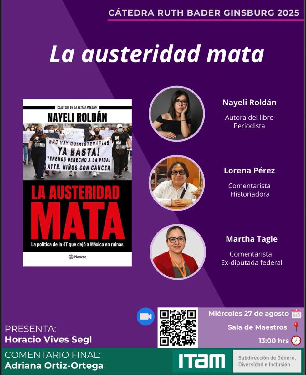 Asuntos Estudiantiles ITAM (@dae_itam) on Twitter photo Eventos #DAE Subdirección de Genero, Diversidad e Inclusión en la semana
Martes de Género
<a href="/solefalabella/">Soledad Falabella Luco</a>
26 agosto
Presentación libro <a href="/nayaroldan/">Nayeli Roldán</a>
<a href="/MarthaTagle/">Martha Tagle</a> Lorena Pérez <a href="/AdrianaOrtizOr/">Adriana Ortiz-Ortega</a> <a href="/HVivesSegl/">Horacio Vives Segl</a>
27 agosto Eventos #DAE Subdirección de Genero, Diversidad e Inclusión en la semana
Martes de Género
<a href="/solefalabella/">Soledad Falabella Luco</a>
26 agosto
Presentación libro <a href="/nayaroldan/">Nayeli Roldán</a>
<a href="/MarthaTagle/">Martha Tagle</a> Lorena Pérez <a href="/AdrianaOrtizOr/">Adriana Ortiz-Ortega</a> <a href="/HVivesSegl/">Horacio Vives Segl</a>
27 agosto
