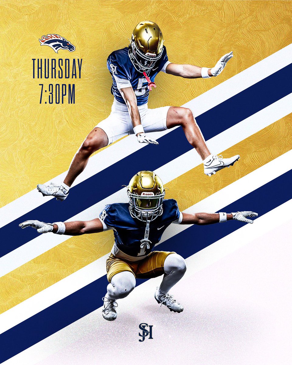 SJH Football (@sjhhsfootball) on Twitter photo 🚨THURSDAY NIGHT FOOTBALL 🚨
🐎 <a href="/sjhhsfootball/">SJH Football</a>
🆚
🐴 <a href="/RooseyFB/">Eastvale Roosevelt Football</a>
🗓️ 8/28/25
⏰ 7:30PM
🏟️ Mustang Stadium
ROAD TRIP 🧳
#NoBetterPlace🐎
#BuiltAtTheBadlands🏟️ 🚨THURSDAY NIGHT FOOTBALL 🚨
🐎 <a href="/sjhhsfootball/">SJH Football</a>
🆚
🐴 <a href="/RooseyFB/">Eastvale Roosevelt Football</a>
🗓️ 8/28/25
⏰ 7:30PM
🏟️ Mustang Stadium
ROAD TRIP 🧳
#NoBetterPlace🐎
#BuiltAtTheBadlands🏟️