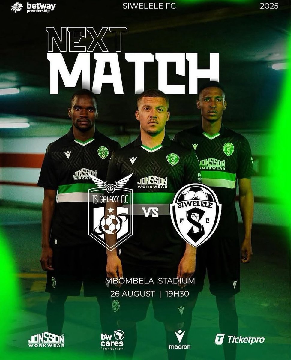 🔜 NEXT MATCH
We travel to Mbombela to face <a href="/TSGALAXYFC/">TS Galaxy FC</a> 
🗓️ 26 August
⏰ 19H30
🏟️ Mbombela Stadium

Time to get back to Winning ways 🟢⚪️#SiweleleFC #BetwayPremiership