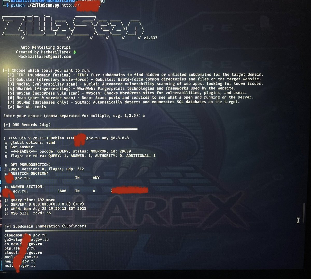 Hackazillarex's tweet photo. Added a menu to my ZillaScan script and a test subject fell into my lap.
#hackazillarex #zillascan #pentesting #skid https://t.co/hnCgC5AFUb