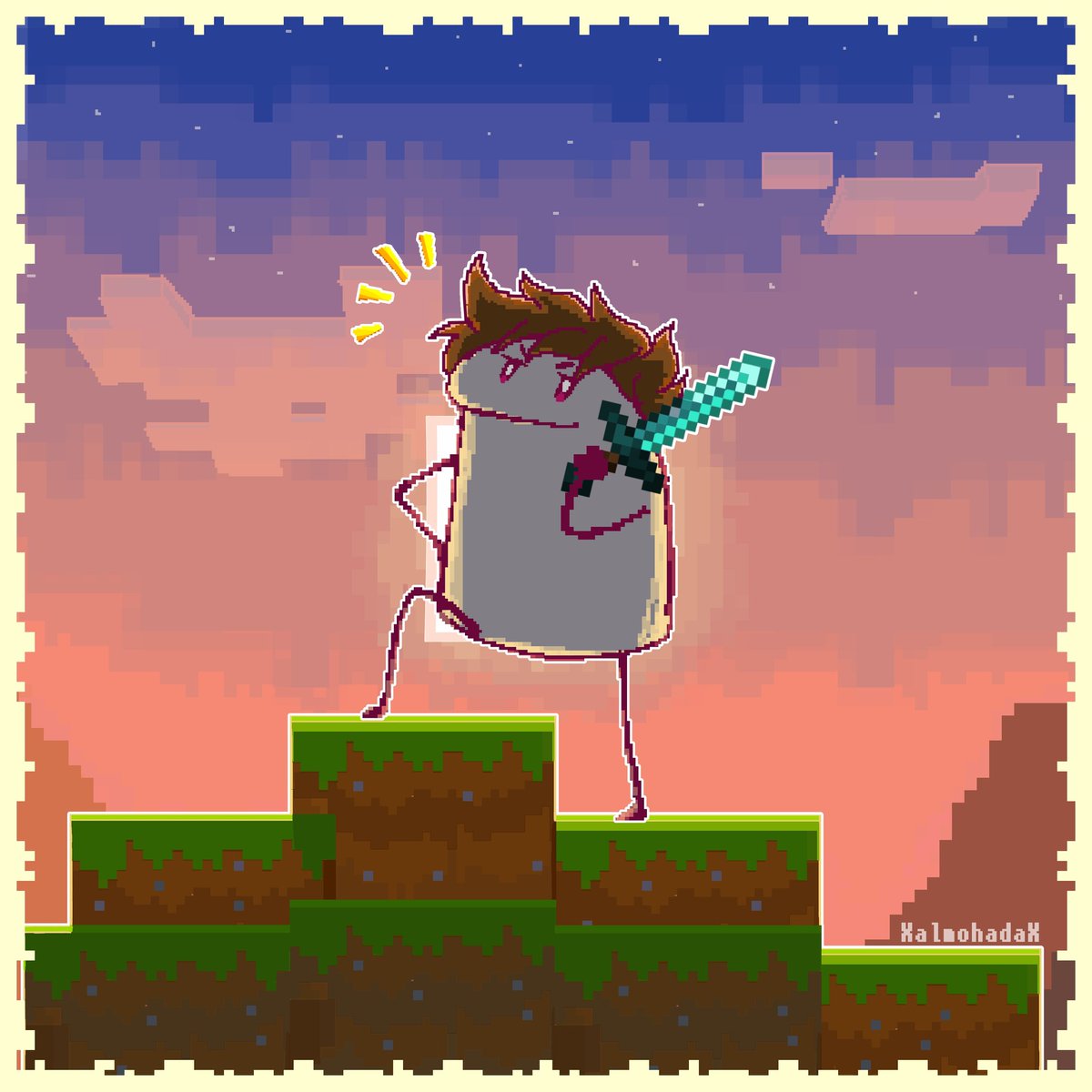 Dibujito pedido del papupro Roniway 🗣💥‼️
________🐌✨️🌄
Le estoy agarrando el gusto a dibujarlo pixeleado XD
#RoniWayFanart #OC #minecraft  #fanart