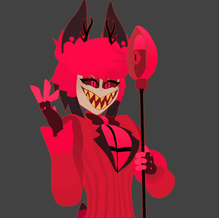 Here him fully dressed! Im speed-running this avi yall! 
~
#moibentoapproved #BEntoboxavis #HazbinHotel #HazbinHotelAlastor #VRC #VRChat #WIP