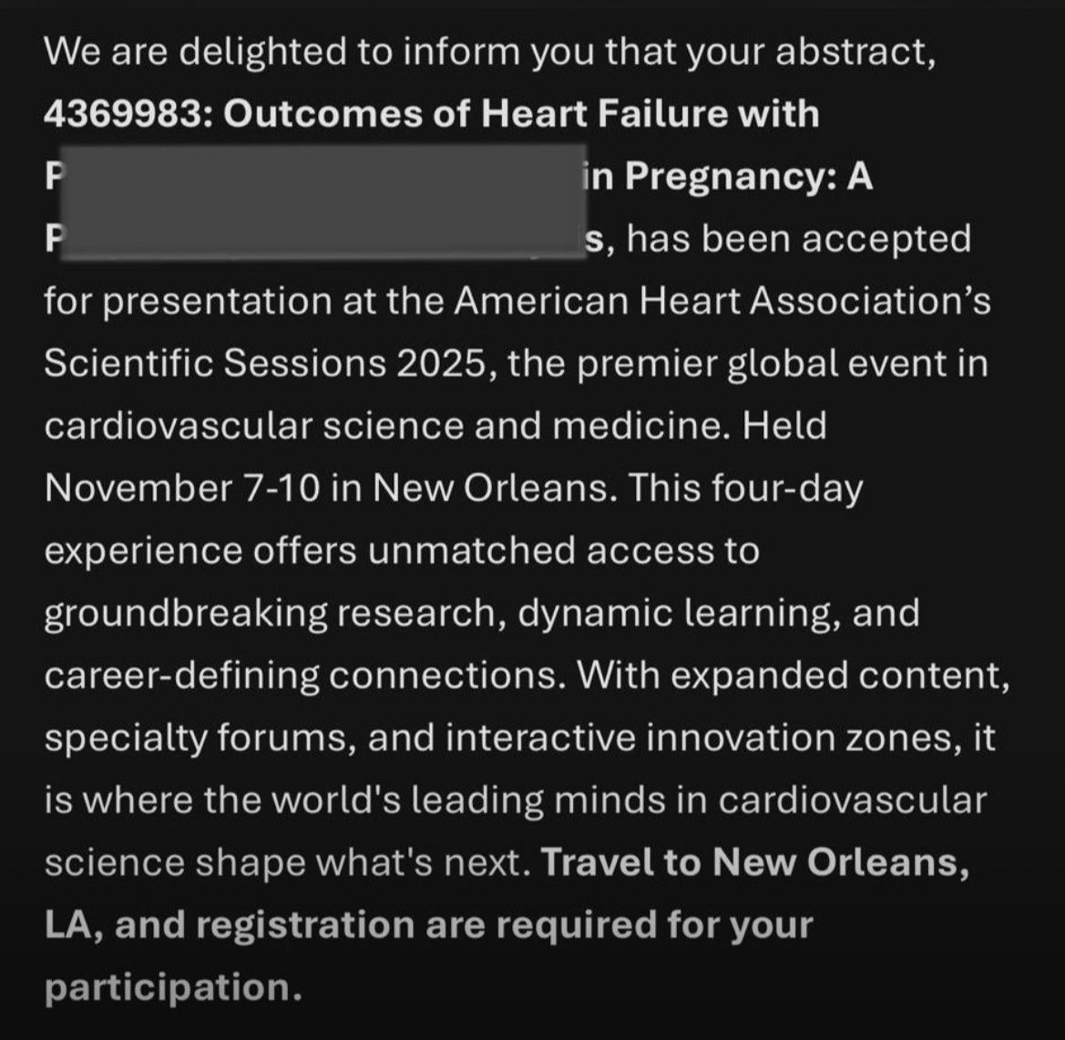 Thrilled to share that two of our abstracts have been accepted for presentation at the American Heart Association (AHA) Scientific Sessions 2025 in New Orleans! 🎉 #AHA2025