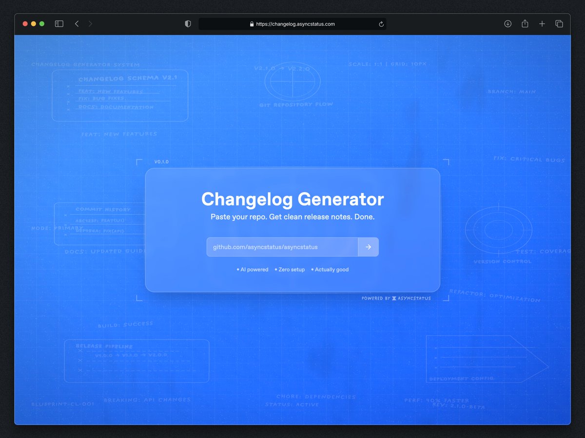 changelog generator
yeah it's dirty because you'd actually use it

coming soon