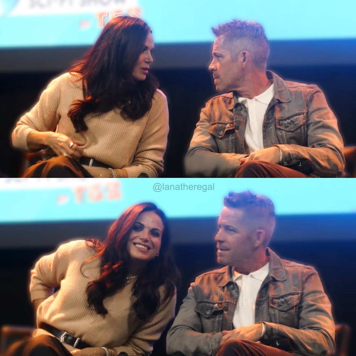 And it's nice to think that the world becomes a better place when you have a friend next to you to laugh with. ❤️ <a href="/sean_m_maguire/">Sean Maguire</a> <a href="/LanaParrilla/">Lana Parrilla</a>