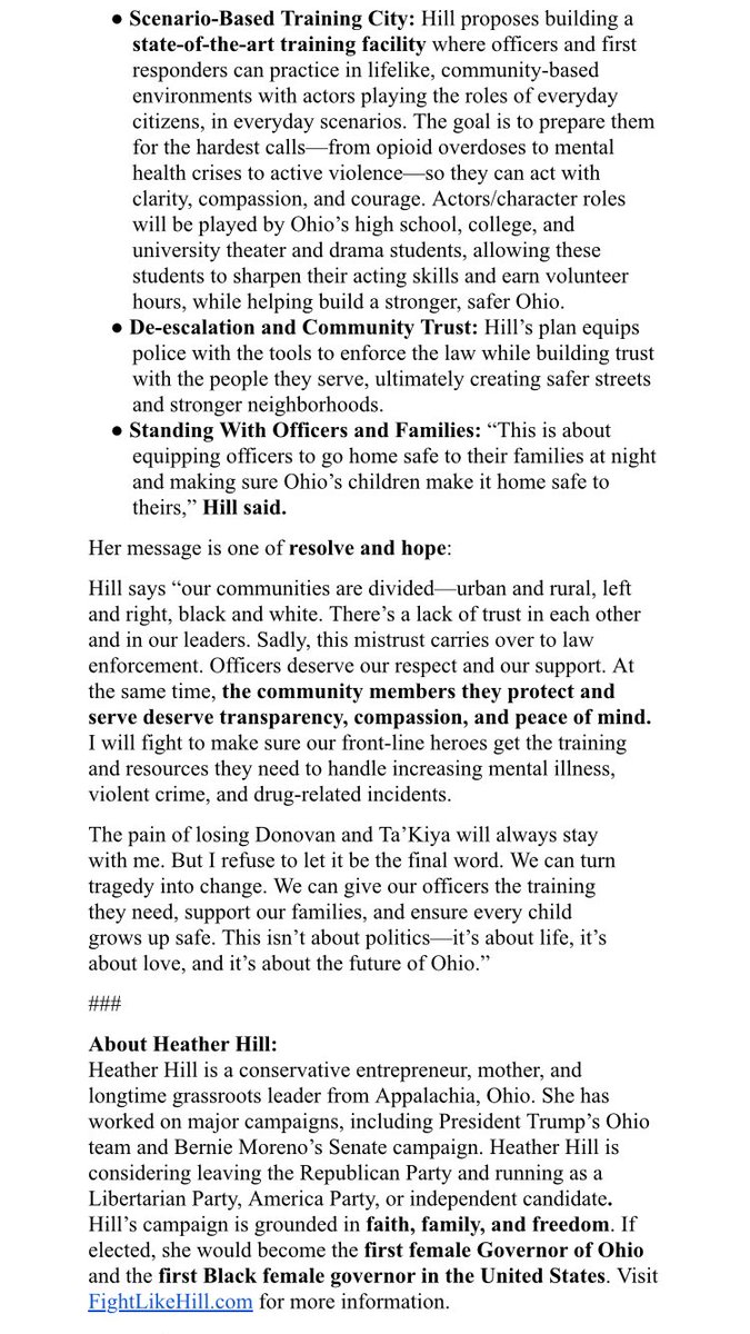 Jeremy Pelzer (@jpelzer) on Twitter photo Longshot Republican #OHGov candidate <a href="/HillOhio/">Heather Hill for Ohio Governor</a>, in a press release marking the anniversaries of the shooting deaths of her two former foster children, says she is considering leaving the GOP to run for governor as a Libertarian, America Party candidate, or independent Longshot Republican #OHGov candidate <a href="/HillOhio/">Heather Hill for Ohio Governor</a>, in a press release marking the anniversaries of the shooting deaths of her two former foster children, says she is considering leaving the GOP to run for governor as a Libertarian, America Party candidate, or independent
