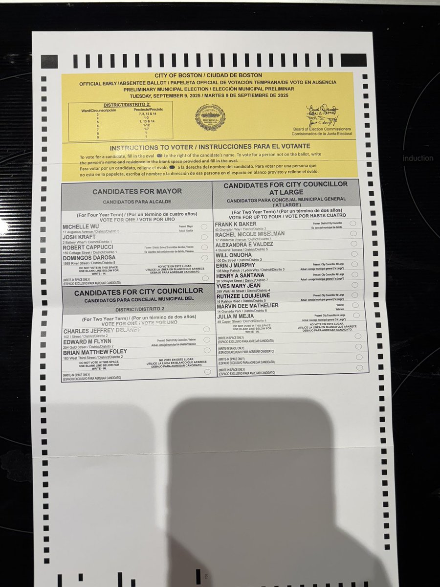 Tom (@tom_ready) on Twitter photo <a href="/EdforBoston/">Ed Flynn 愛德華費連</a> <a href="/maureencaught/">Caught in Southie</a> <a href="/FPNA_Boston/">FPNA Boston</a> <a href="/SouthBostonWBNA/">WBNA South Boston</a> <a href="/AndrewSquareCA/">Andrew Square Civic Association</a> <a href="/SouthBostonNews/">South Boston Online</a> <a href="/SBostonToday/">South Boston Today</a> For my neighbors in South Boston, wards 6&7… here is the ballot..
4 for Mayor, pick 1
3 for D2 City Council, pick 1
10 for At-Large City Council, pick 4 <a href="/EdforBoston/">Ed Flynn 愛德華費連</a> <a href="/maureencaught/">Caught in Southie</a> <a href="/FPNA_Boston/">FPNA Boston</a> <a href="/SouthBostonWBNA/">WBNA South Boston</a> <a href="/AndrewSquareCA/">Andrew Square Civic Association</a> <a href="/SouthBostonNews/">South Boston Online</a> <a href="/SBostonToday/">South Boston Today</a> For my neighbors in South Boston, wards 6&7… here is the ballot..
4 for Mayor, pick 1
3 for D2 City Council, pick 1
10 for At-Large City Council, pick 4
