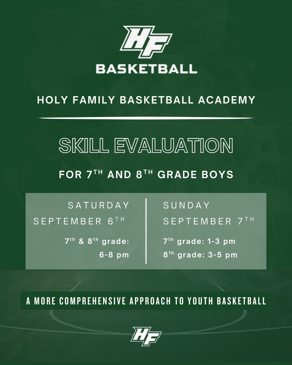 CoachJoeBurger (@coach_joeburger) on Twitter photo Excited to introduce Holy Family Basketball Academy - a new approach to travel basketball for 7th and 8th graders!
DM or email (burgerj@hfchs.org) for more details. Excited to introduce Holy Family Basketball Academy - a new approach to travel basketball for 7th and 8th graders!
DM or email (burgerj@hfchs.org) for more details.