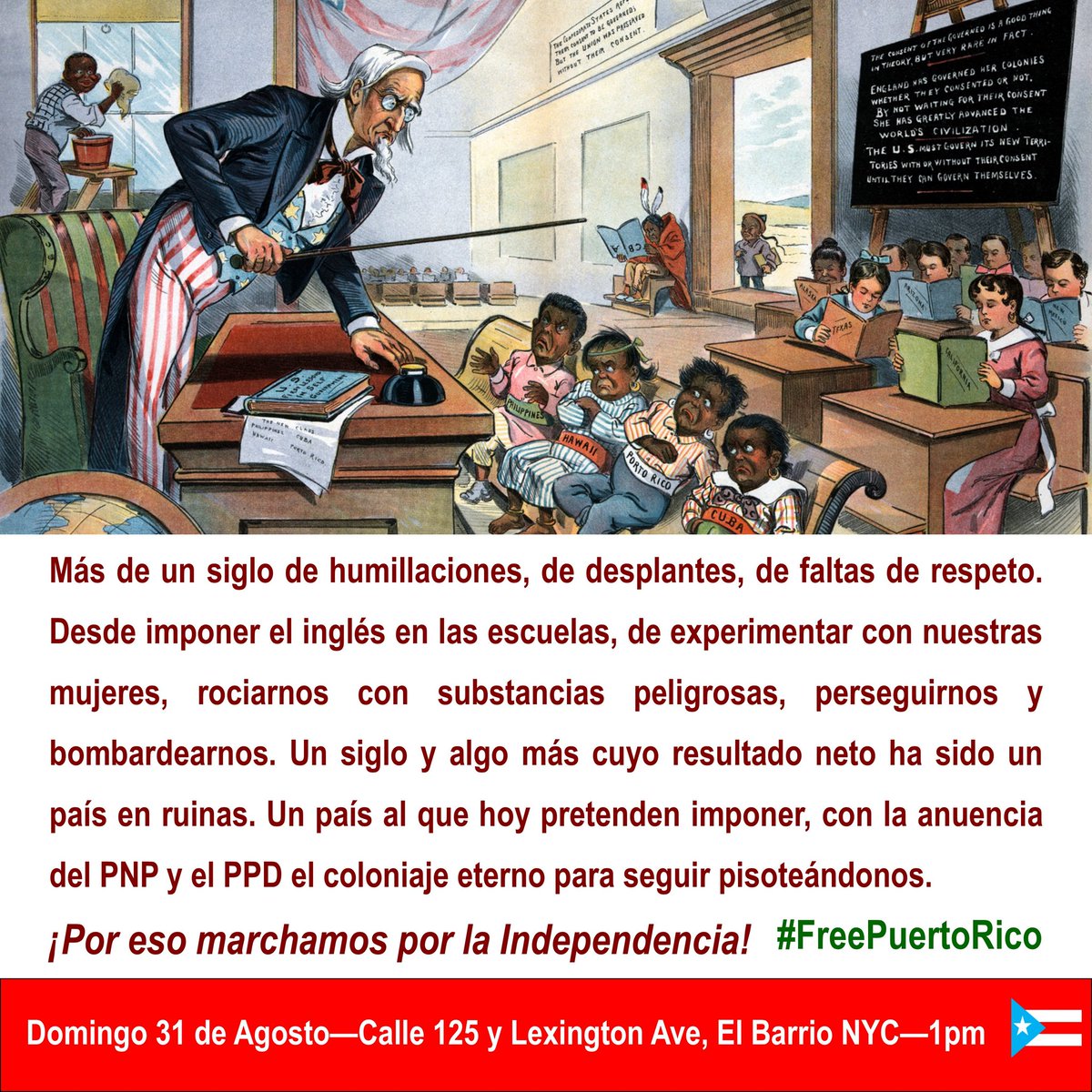 NuevaYorkPIP's tweet photo. Marcha con nosotr@s por la Independencia de Puerto Rico.
domingo 31 de agosto de 2025, 1pm
Calle 125 y Lexington Avenue. ¡Llégale! 

March with us for Puerto Rican Independence.
Sunday, August 31, 2025, 1 p.m.
125th Street and Lexington Avenue. Come!
#PRLibre #FreePR🇵🇷 https://t.co/zd7XuPN6Op