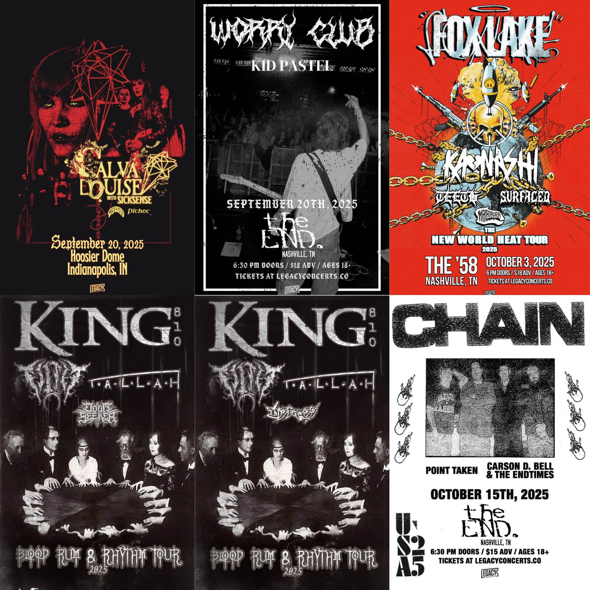 BIG WIN FOR LOCAL MUSIC TODAY!

WE JUST ADDED 8 FANTASTIC BANDS TO OUR NASHVILLE, RICHMOND, AND INDIANAPOLIS FALL CALENDAR. 

TICKETS AT LEGACYCONCERTS.CO
