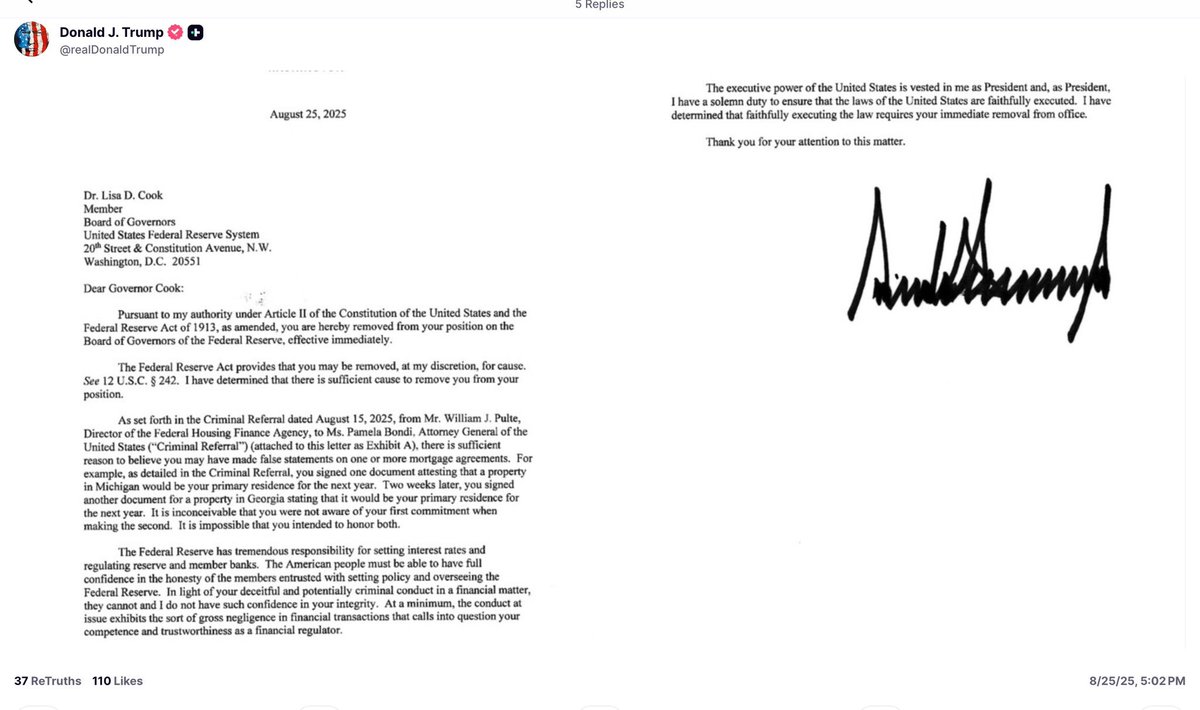 Nathan FOIA Tankus (@nathantankus) on Twitter photo This is the make or break moment for Powell's <a href="/federalreserve/">Federal Reserve</a>.gov. If they do not defend Lisa Cook and treat her as still on the Board, the fight over the Fed as an independent agency will officially be over. see my Friday piece. This is the make or break moment for Powell's <a href="/federalreserve/">Federal Reserve</a>.gov. If they do not defend Lisa Cook and treat her as still on the Board, the fight over the Fed as an independent agency will officially be over. see my Friday piece.