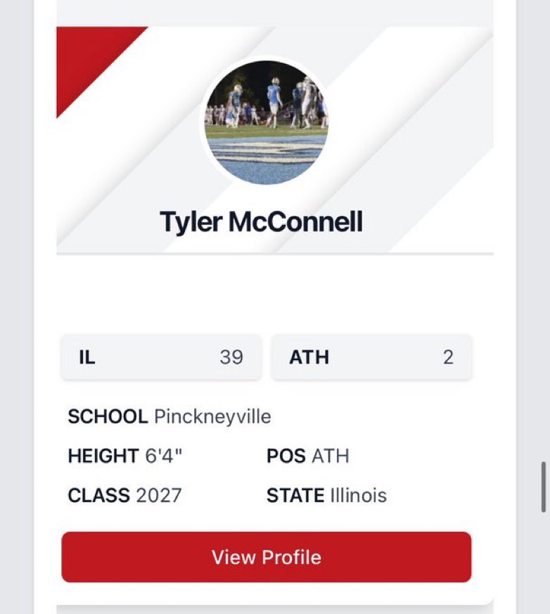 Tyler McConnell (@tyler_m2009) on Twitter photo Much appreciated write up and ranking for this year <a href="/PrepRedzoneIL/">Prep Redzone Illinois</a> jumping to 39th in the state and 2nd for the ATH position for the class of 27.
<a href="/Coach_Laur/">Matt Laur</a>
<a href="/CoachRLott/">Ryan Lott</a>
<a href="/CoachK_Stew/">Kye Stewart</a>
<a href="/CoachJ_George/">Joshua George</a>
<a href="/CoachKoehler/">Eric Koehler</a>
<a href="/JeromeTgrey/">Jerome Grey</a>
<a href="/Nrenna/">Neal Renna</a>
<a href="/nick20lee/">Nick Lee</a> Much appreciated write up and ranking for this year <a href="/PrepRedzoneIL/">Prep Redzone Illinois</a> jumping to 39th in the state and 2nd for the ATH position for the class of 27.
<a href="/Coach_Laur/">Matt Laur</a>
<a href="/CoachRLott/">Ryan Lott</a>
<a href="/CoachK_Stew/">Kye Stewart</a>
<a href="/CoachJ_George/">Joshua George</a>
<a href="/CoachKoehler/">Eric Koehler</a>
<a href="/JeromeTgrey/">Jerome Grey</a>
<a href="/Nrenna/">Neal Renna</a>
<a href="/nick20lee/">Nick Lee</a>