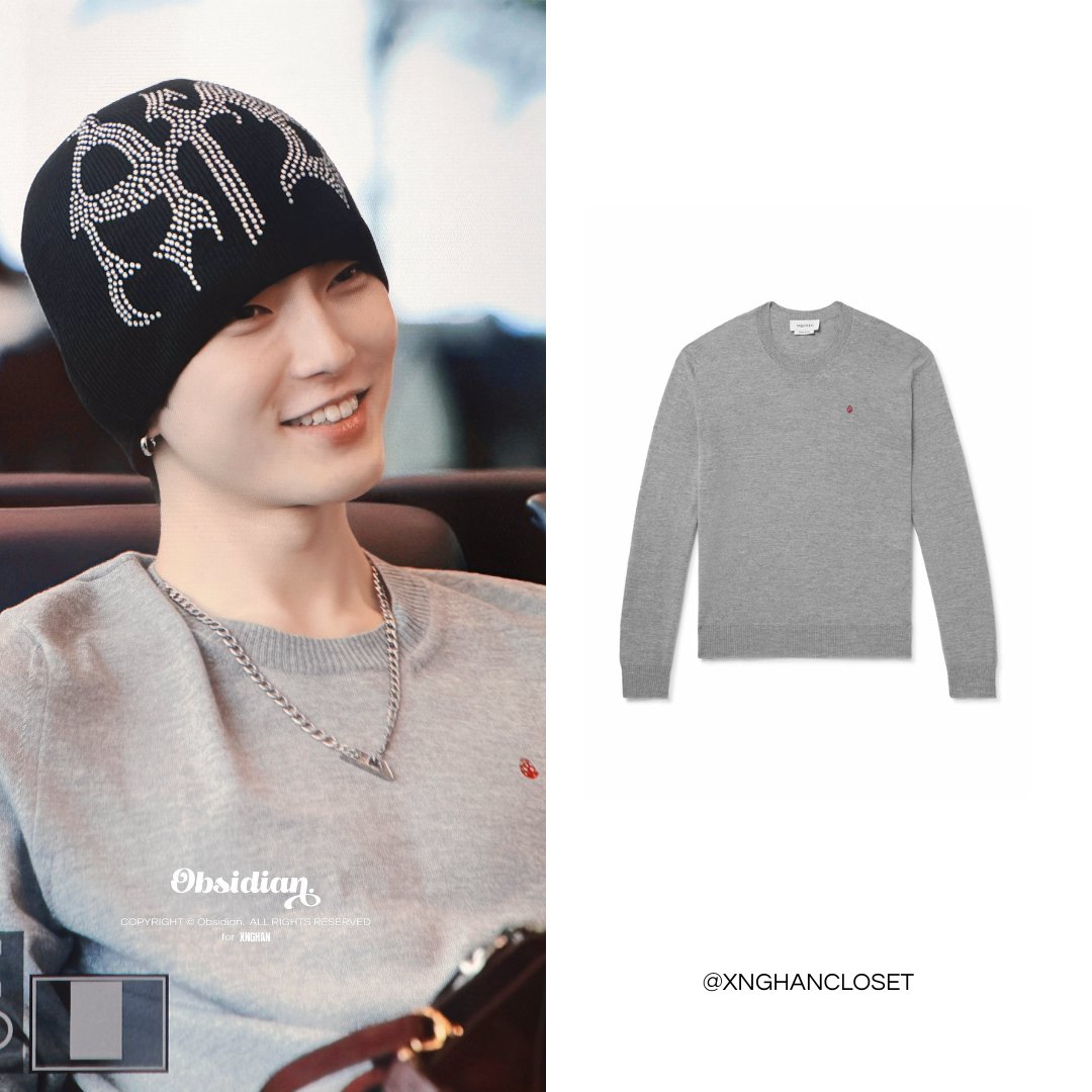 250826 #XngHan wearing a <a href="/McQueen/">McQueen</a> Logo-Embroidered Wool Sweater ($830). 👀