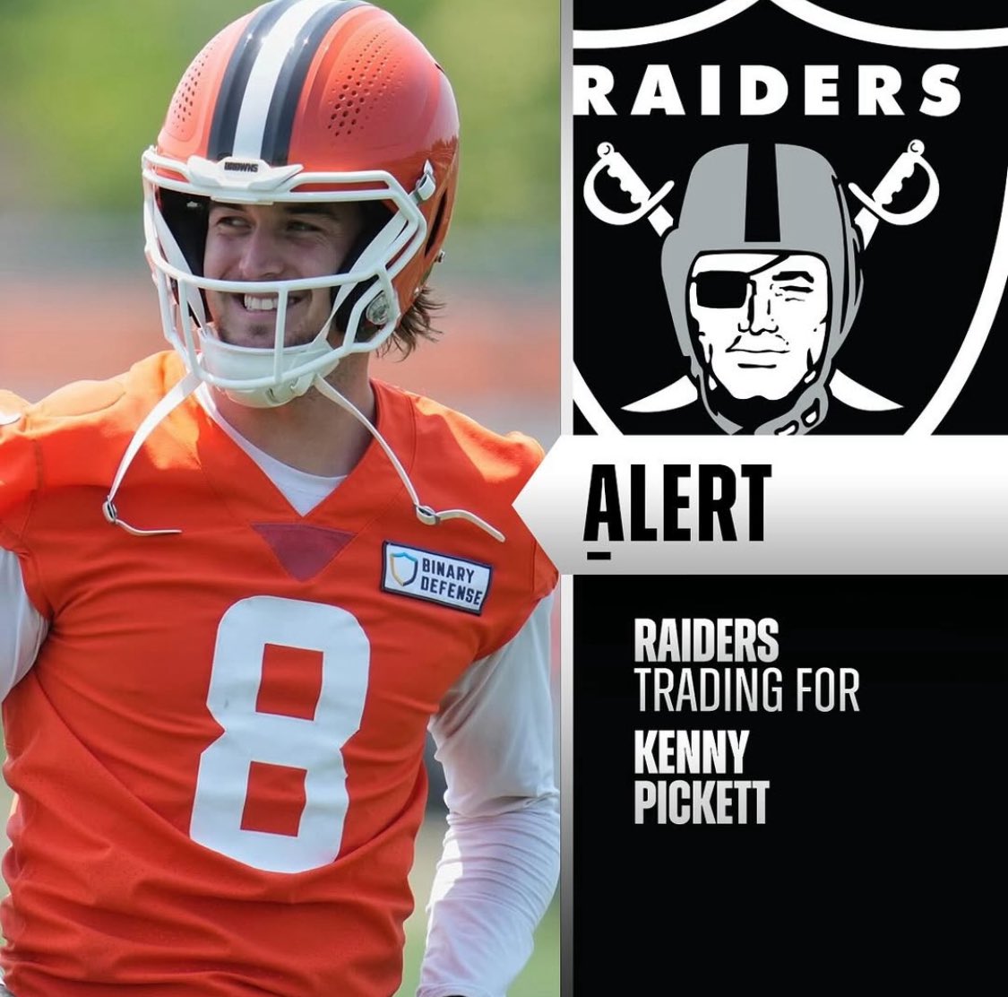 Nach der Verletzung von AOC haben wir jetzt unseren Backup QB gefunden. Wir verpflichten QB Kenny Picket!☠️🖤
#RaiderNation