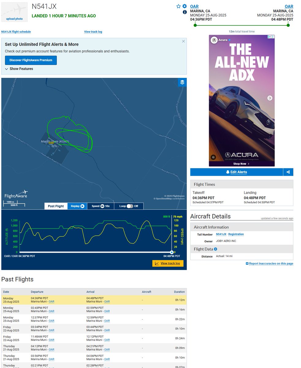 ✈️ N541JX adds 3 more flights today — $JOBY just doesn’t stop.