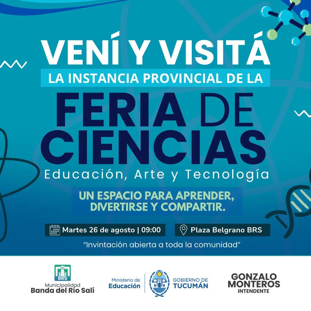 📌 FERIA DE CIENCIAS EN PLAZA BELGRANO BRS

📅 MARTES 26 DE AGOSTO A PARTIR DE LAS 09hs

👉EDUCACIÓN- ARTE- TECNOLOGÍA🤵🥢