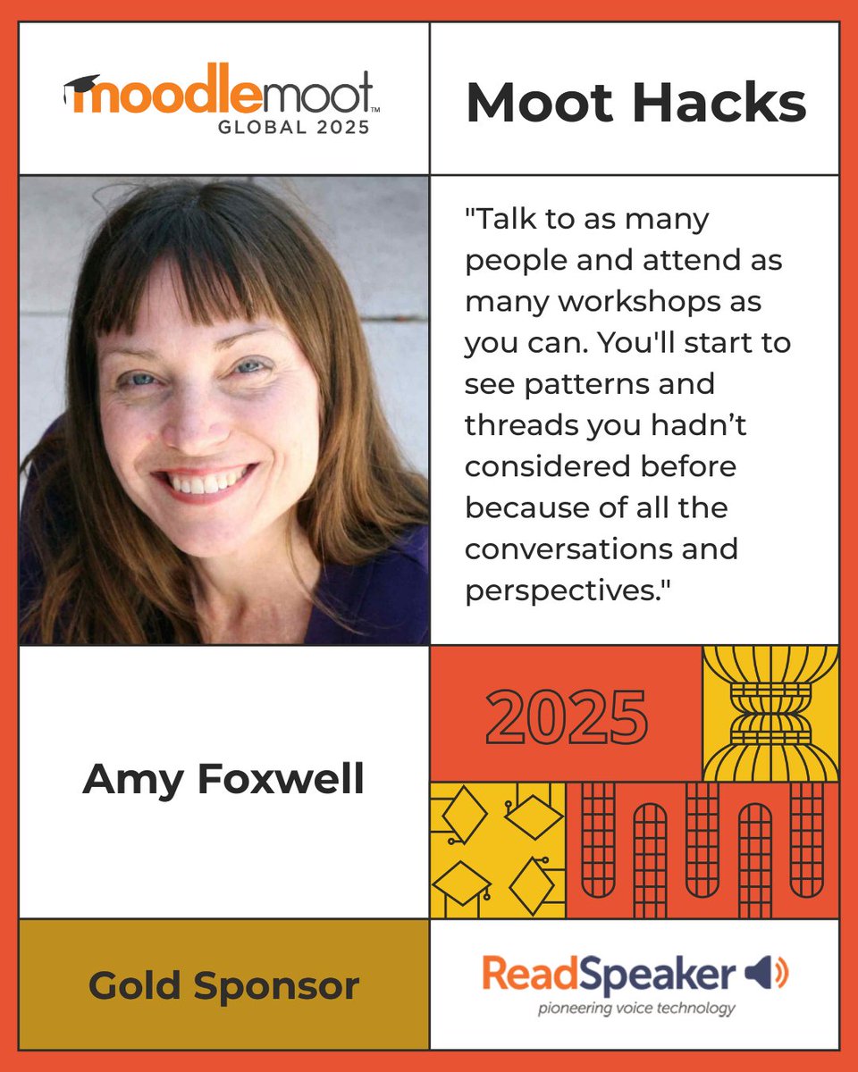 MoodleMoot Global | #MootGlobal25 (@mootglobal) on Twitter photo Meet Amy Foxwell from ReadSpeaker, who’s a dedicated advocate for inclusive learning in all its forms.
Want to hear Amy speak live? Register for MoodleMoot Global now and join us in Edinburgh in September: hubs.la/Q03FbCJq0
#MootGlobal25 <a href="/ReadSpeaker/">ReadSpeaker</a> Meet Amy Foxwell from ReadSpeaker, who’s a dedicated advocate for inclusive learning in all its forms.
Want to hear Amy speak live? Register for MoodleMoot Global now and join us in Edinburgh in September: hubs.la/Q03FbCJq0
#MootGlobal25 <a href="/ReadSpeaker/">ReadSpeaker</a>