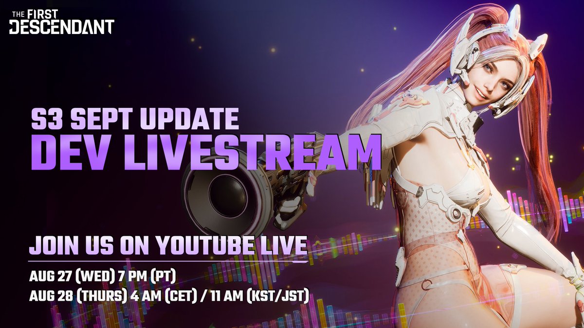 🔔 Mark your calendars, Descendants!
We’re going LIVE with a Developer Livestream packed with September update reveals.
🗓️ August 27 (PDT) | August 28 (CEST/KST)
✨ Streaming on youtube.com/@FirstDescenda…