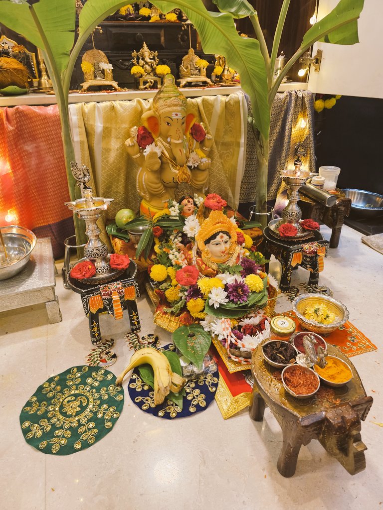 Gowri pooje done now 🙏 
Tomorrow will be #VinayakaChaturthi2025