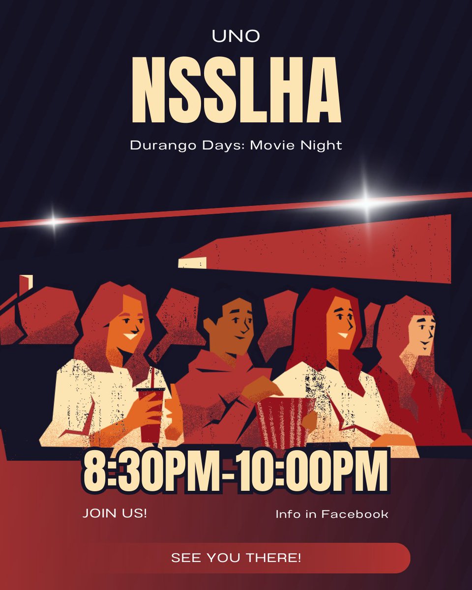 unonsslha's tweet photo. Join us tomorrow night for Durango Days Movie Night! #nsslhastrong #collegiatesertoma @national_nsslha https://t.co/S0OpMCCtjE