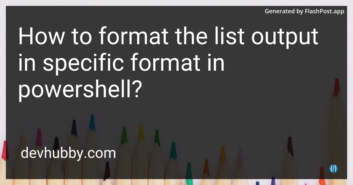 JordanKEurope's tweet image. Formatting lists in PowerShell: Is it magic or do I need a wizard’s hat?

Source: devhubby.com/thread/how-to-…

Copy and paste the code into the PowerShell console or save it to a .ps1 file. Open PowerShell. Run the script.  #microsoft #scripting