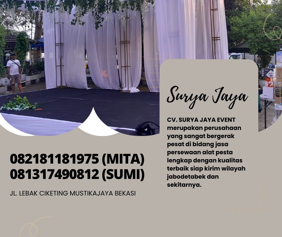 suryajayaevent1's tweet image. Rental Panggung Karpet Hitam Kota Wisata Bogor

lebih bisa menghubungi nomor dibawah ini via wa atau sms : 082181181975 ( mita) 081317490812 (sumi)

#sewapanggung #panggung #karpet